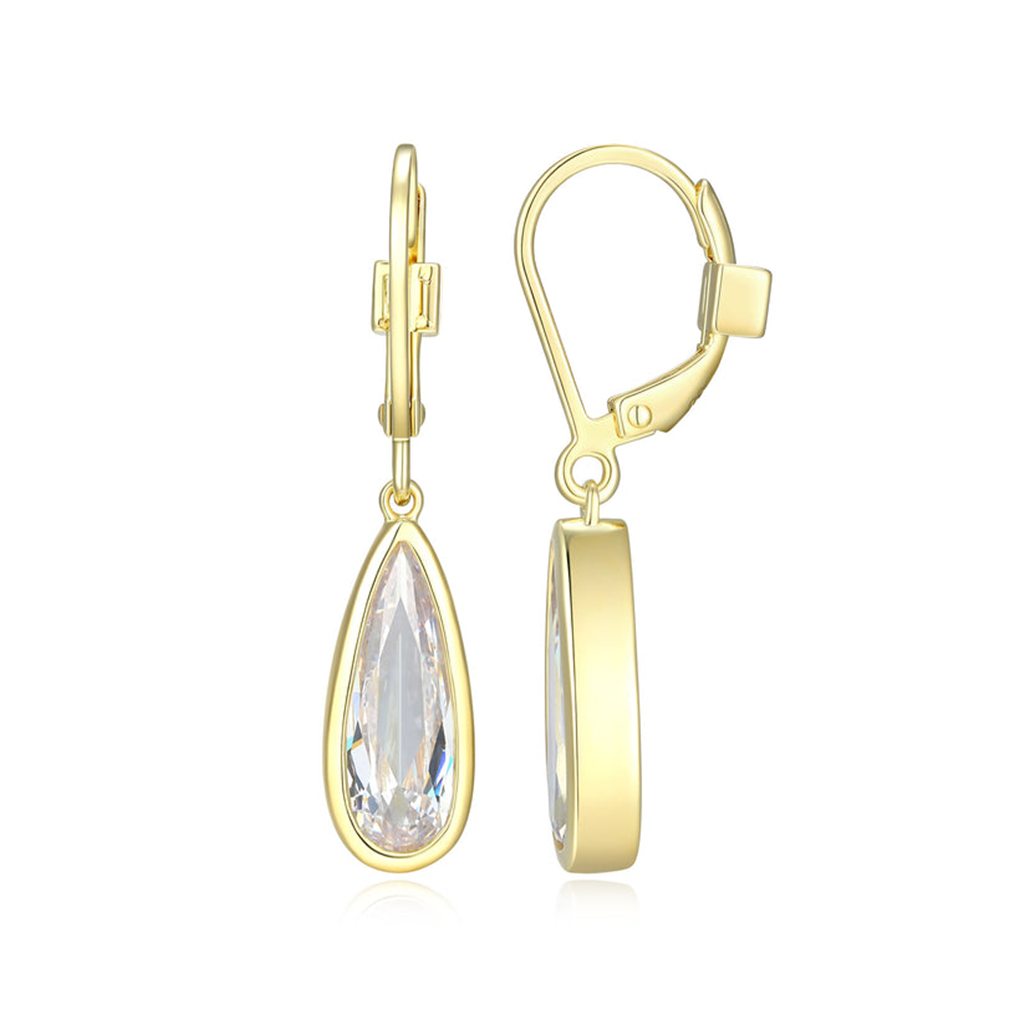 Lustre Teardrop Leverback Drop Earrings in 14K Yellow Gold-Plated Sterling Silver