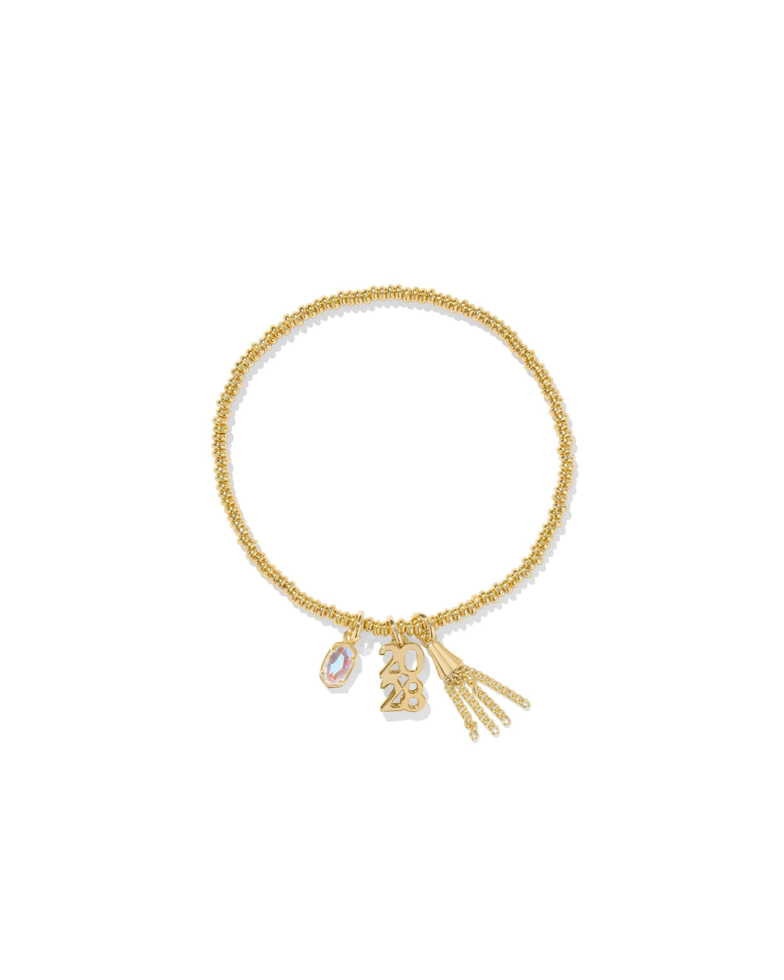 2028 GRADUATION STRETCH BRACELET GOLD DICHROIC GLASS