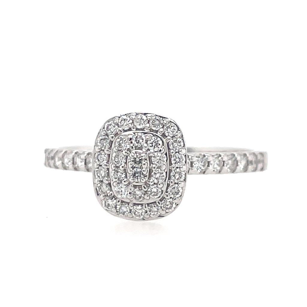 14k Diamond Cluster Engagement Ring