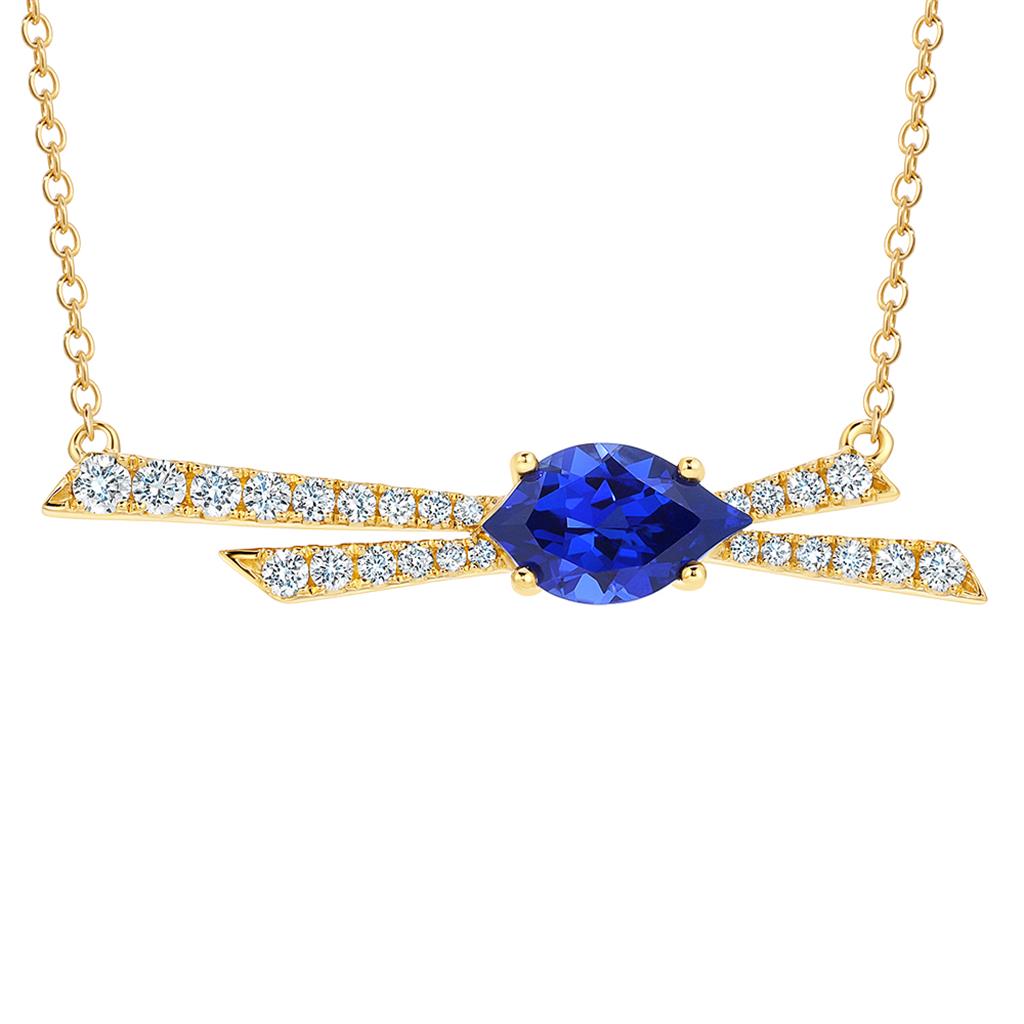 Chatham Blue Sapphire & Diamond Pendant