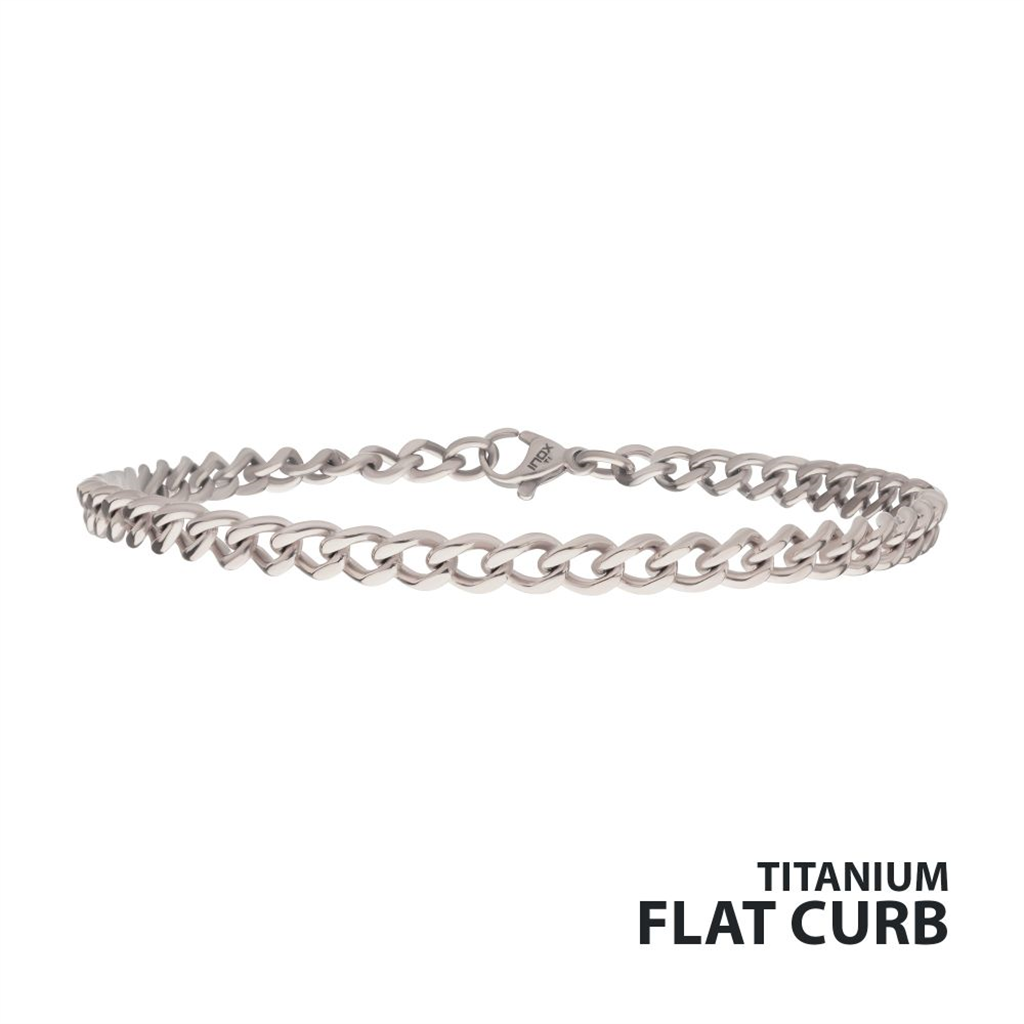 Mens Titanium Flat Curb Chain Bracelet