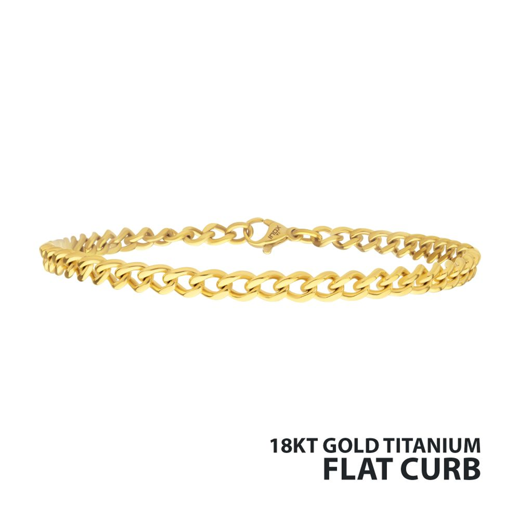 Mens Titanuim Flat Curb Chain Bracelet
