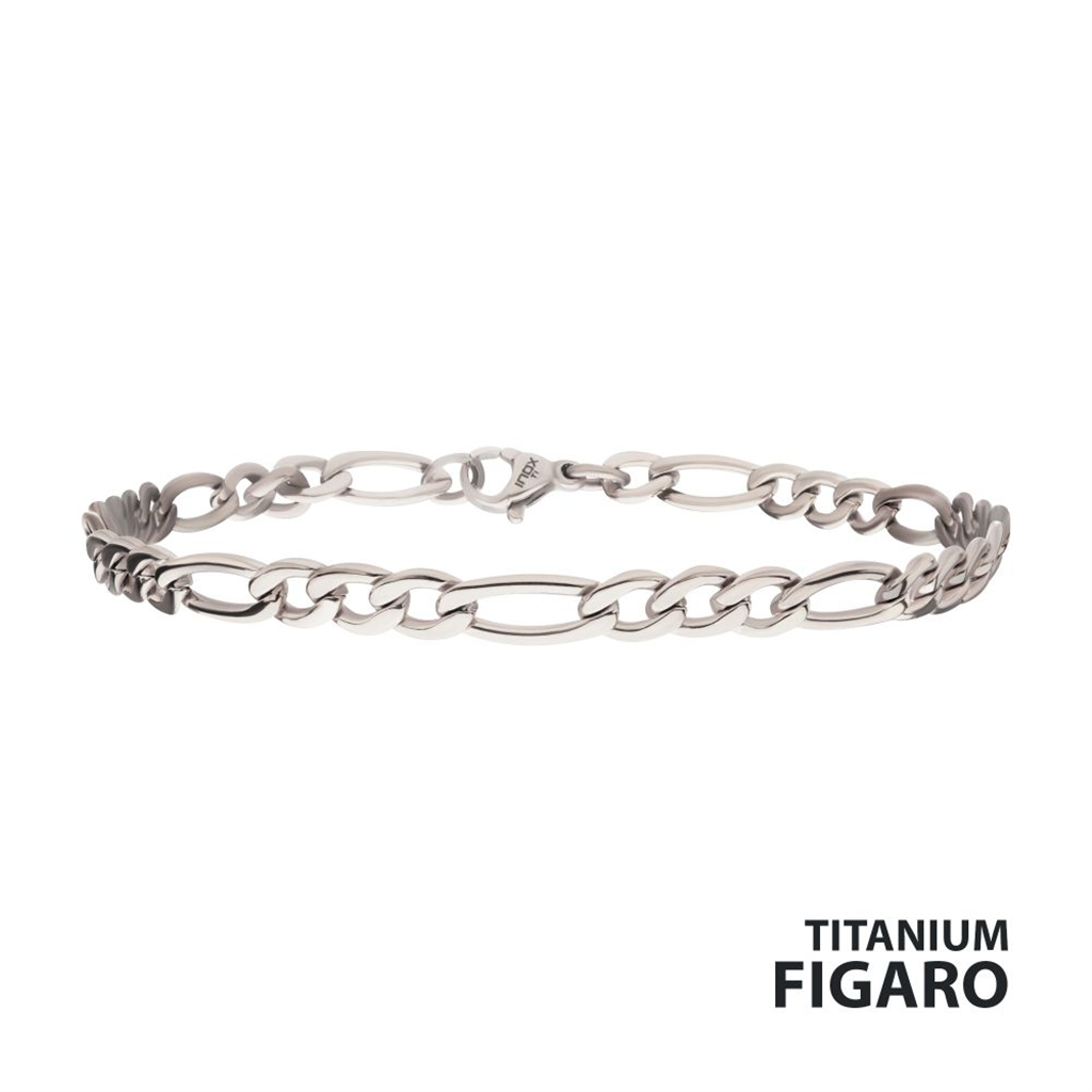 Mens Titanium Figaro Chain Bracelet