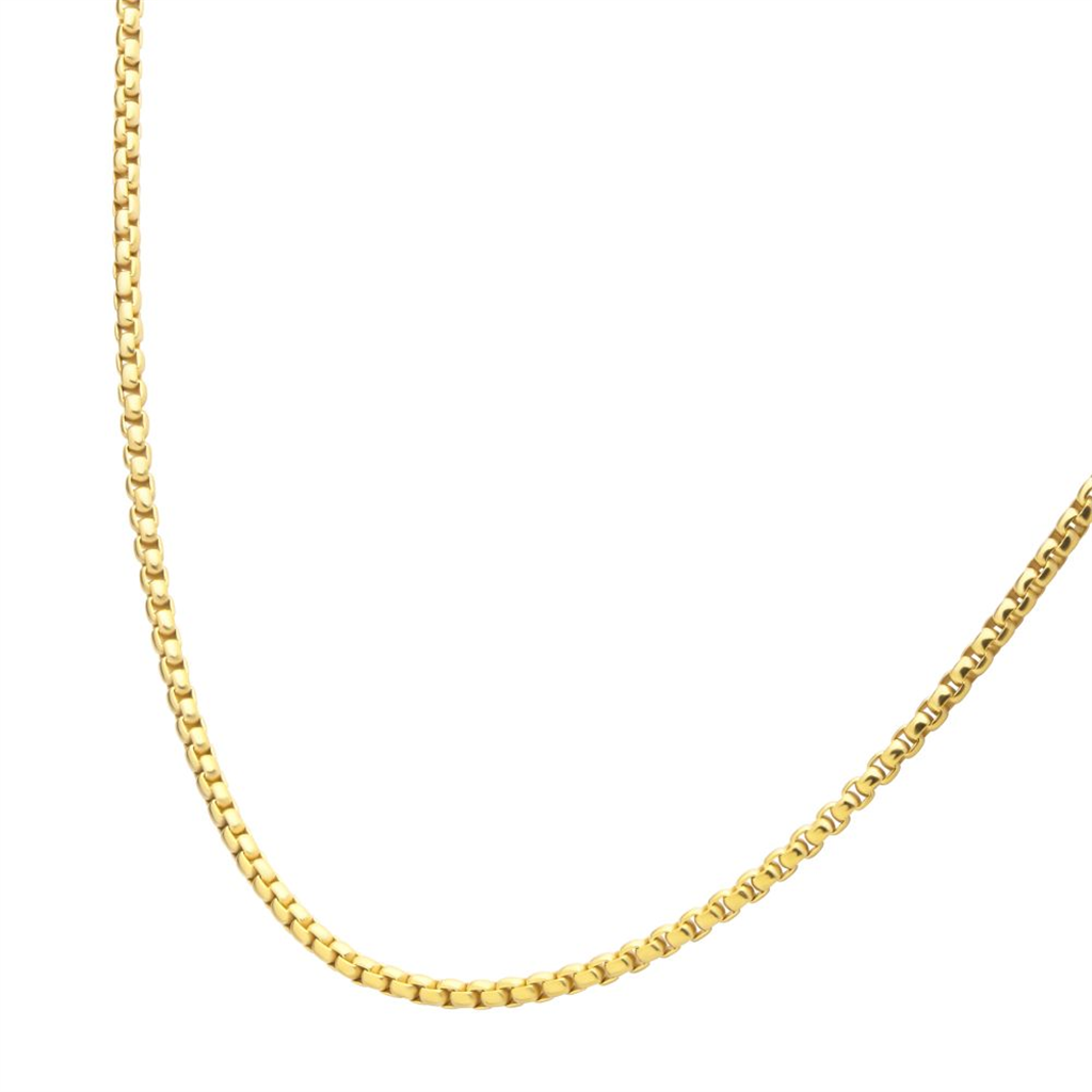 Mens Gold IP Titanium Box Chain Necklace 14"