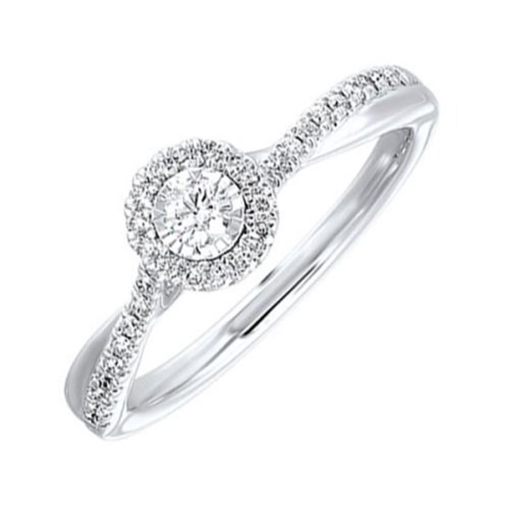 14K White Gold Round-Shaped Engagement Ring
