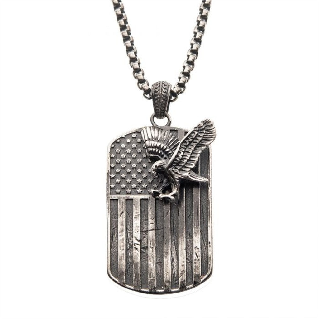 Steel 3D Eagle Pendant with Box Chain