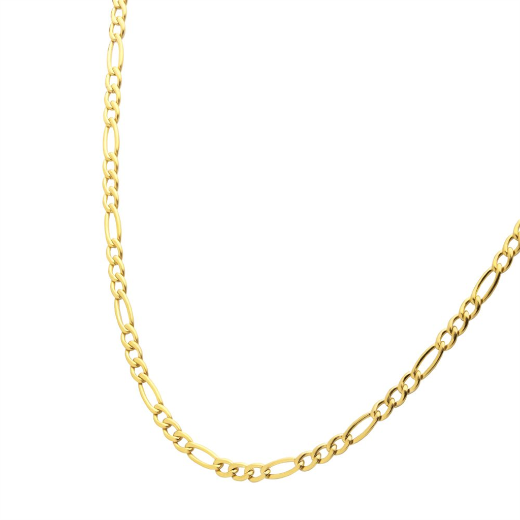 Mens Gold IP Titanium Figaro Chain Necklace 16"