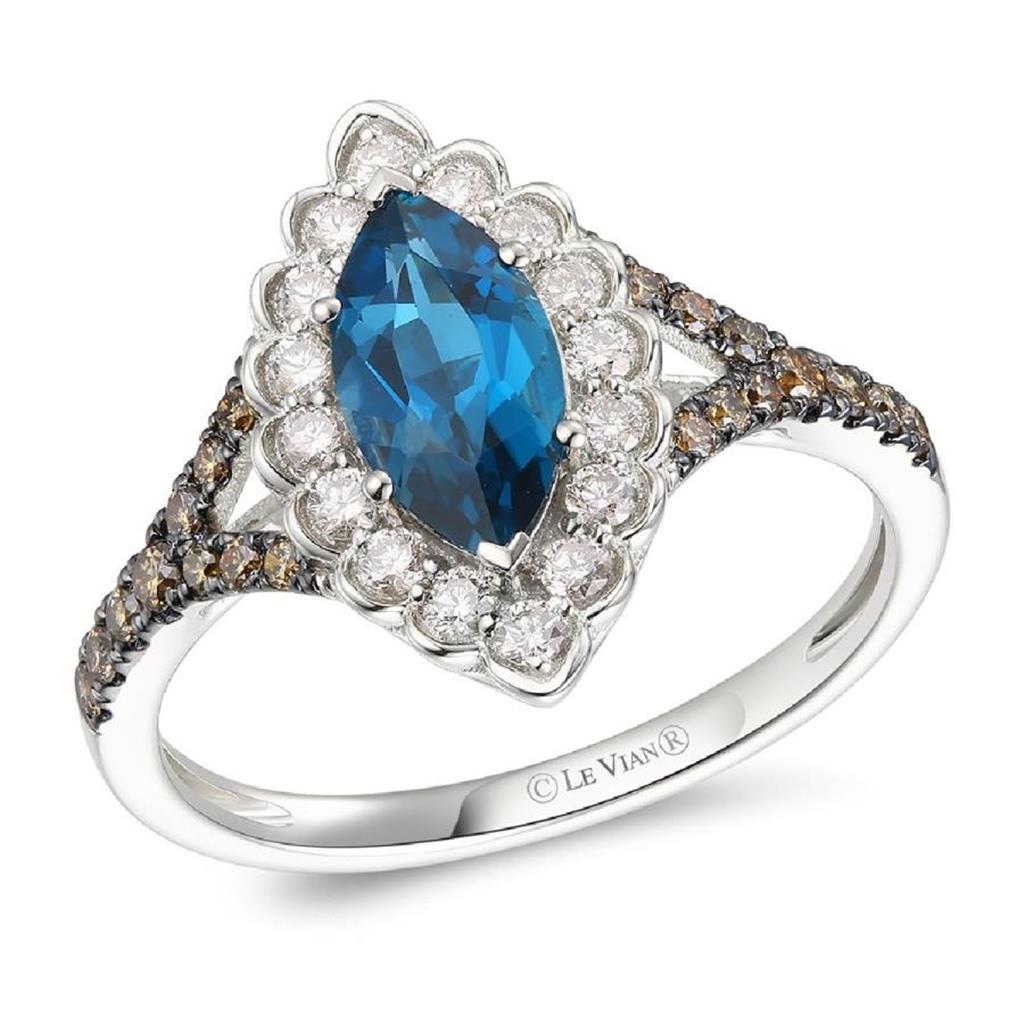 LeVian Blue Topaz & Diamond Ring