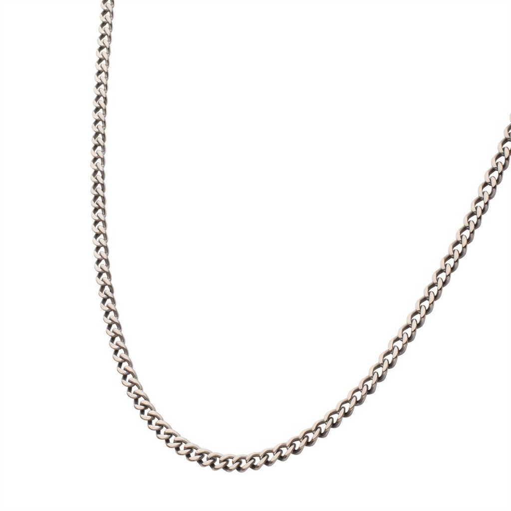 Mens Titanium Flat Curb Chain Necklace 14"