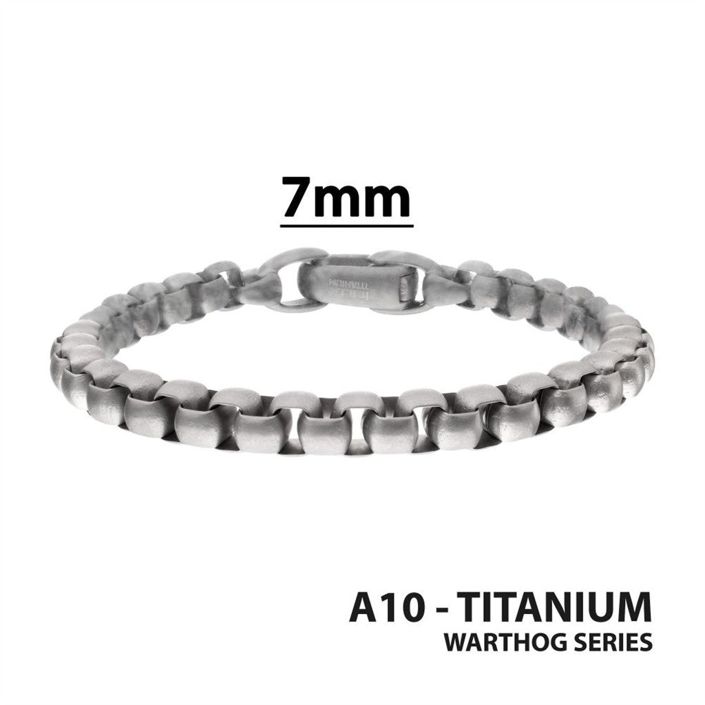 Inox A-10 Warthog Series: 7mm Titanium Matte Finish Box Chain Bracelet