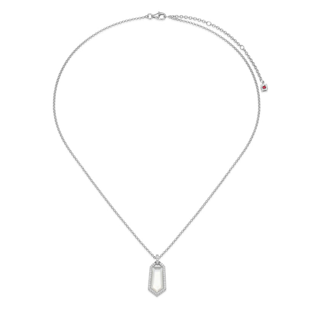 Fancy Mother of Pearl Doublet Pendant Necklace in Rhodium-Plated Sterling Silver