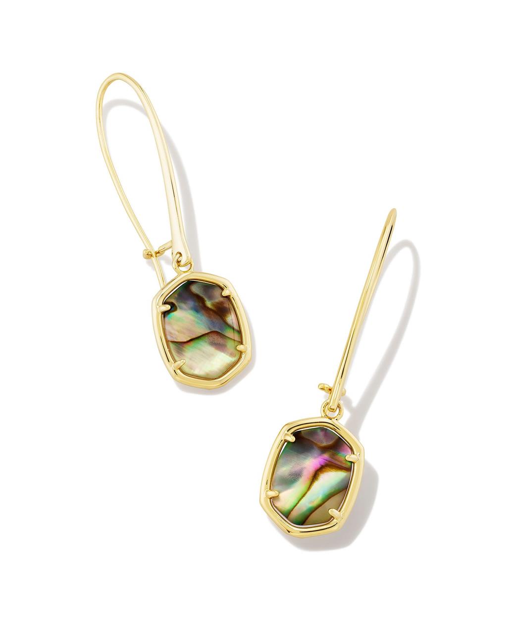 DAPHNE WIRE DROP EARRINGS GOLD ABALONE