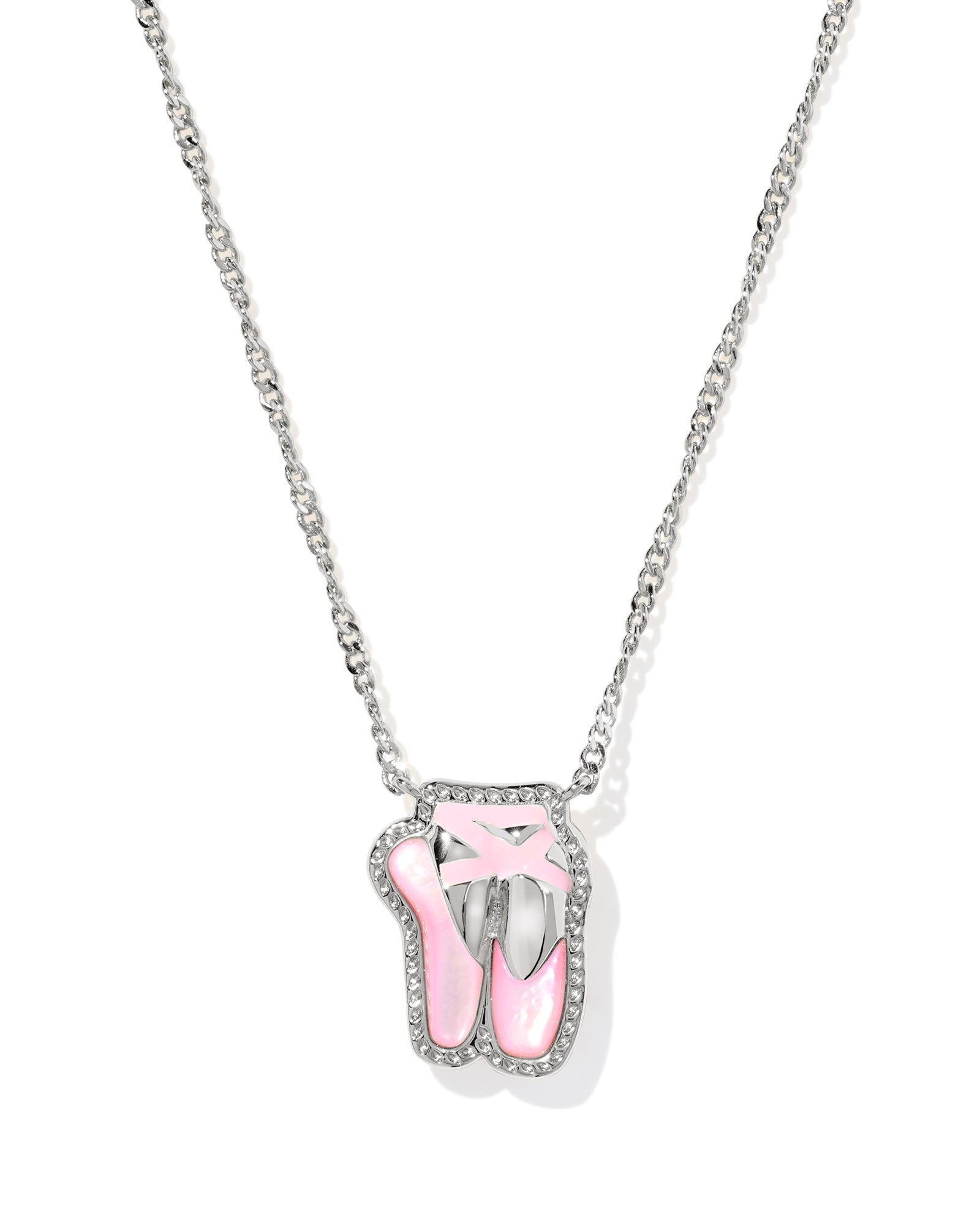 BALLET SHORT PENDANT NECKLACE SILVER BLUSH MOTHER OF PEARL
