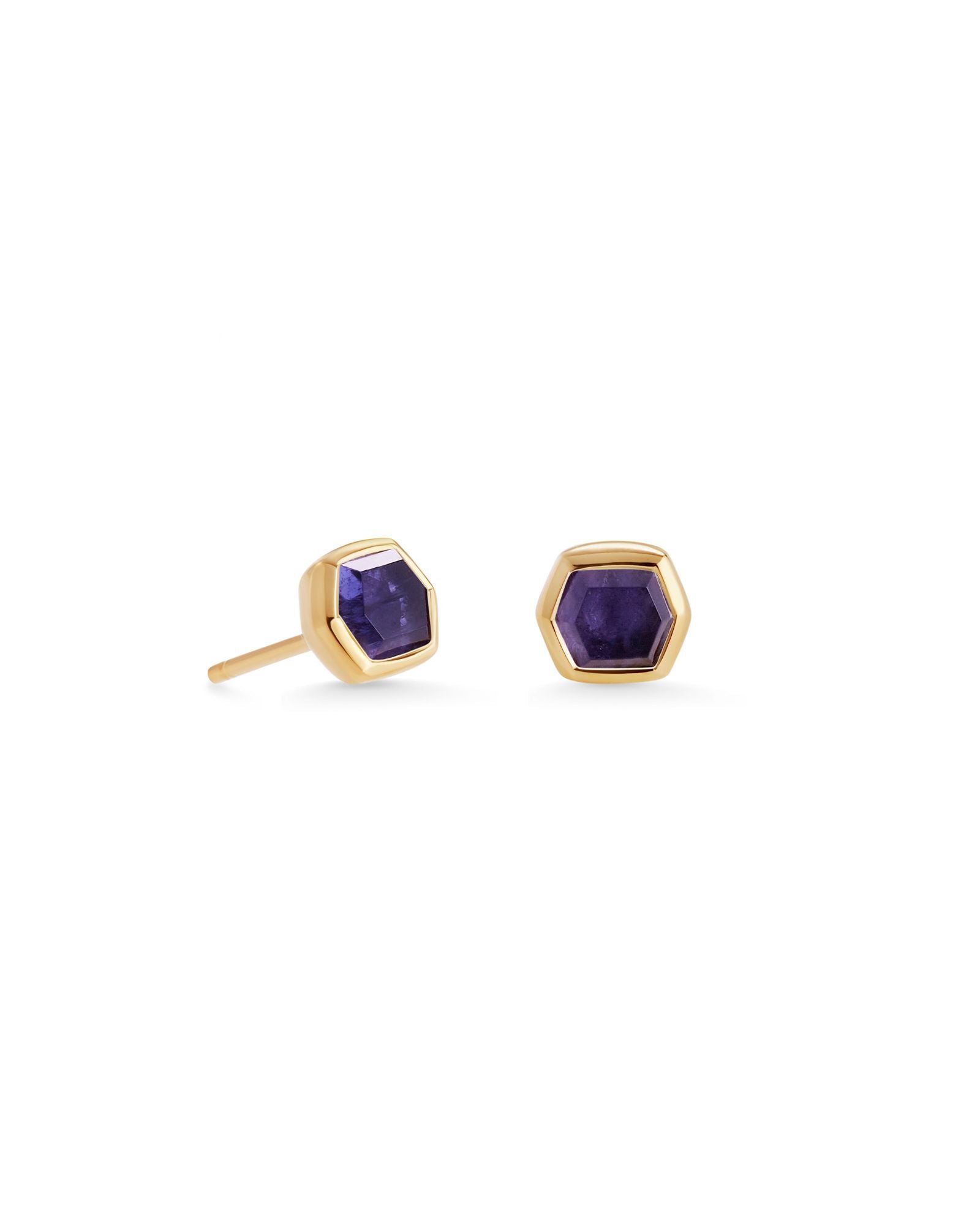 DAVIE STUD EARRINGS 18K GOLD VERMEIL IOLITE