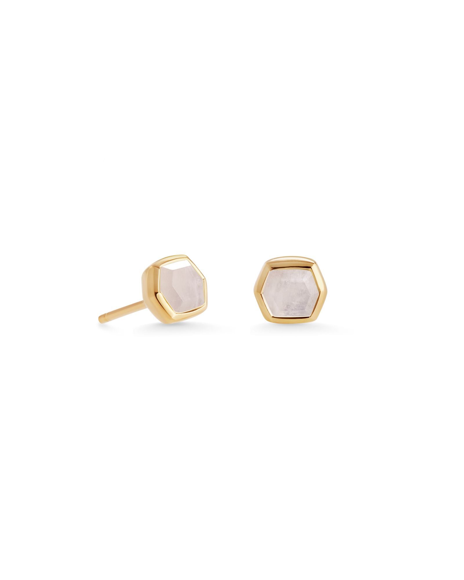 DAVIE STUD EARRINGS 18K GOLD VERMEIL RAINBOW MOONSTONE