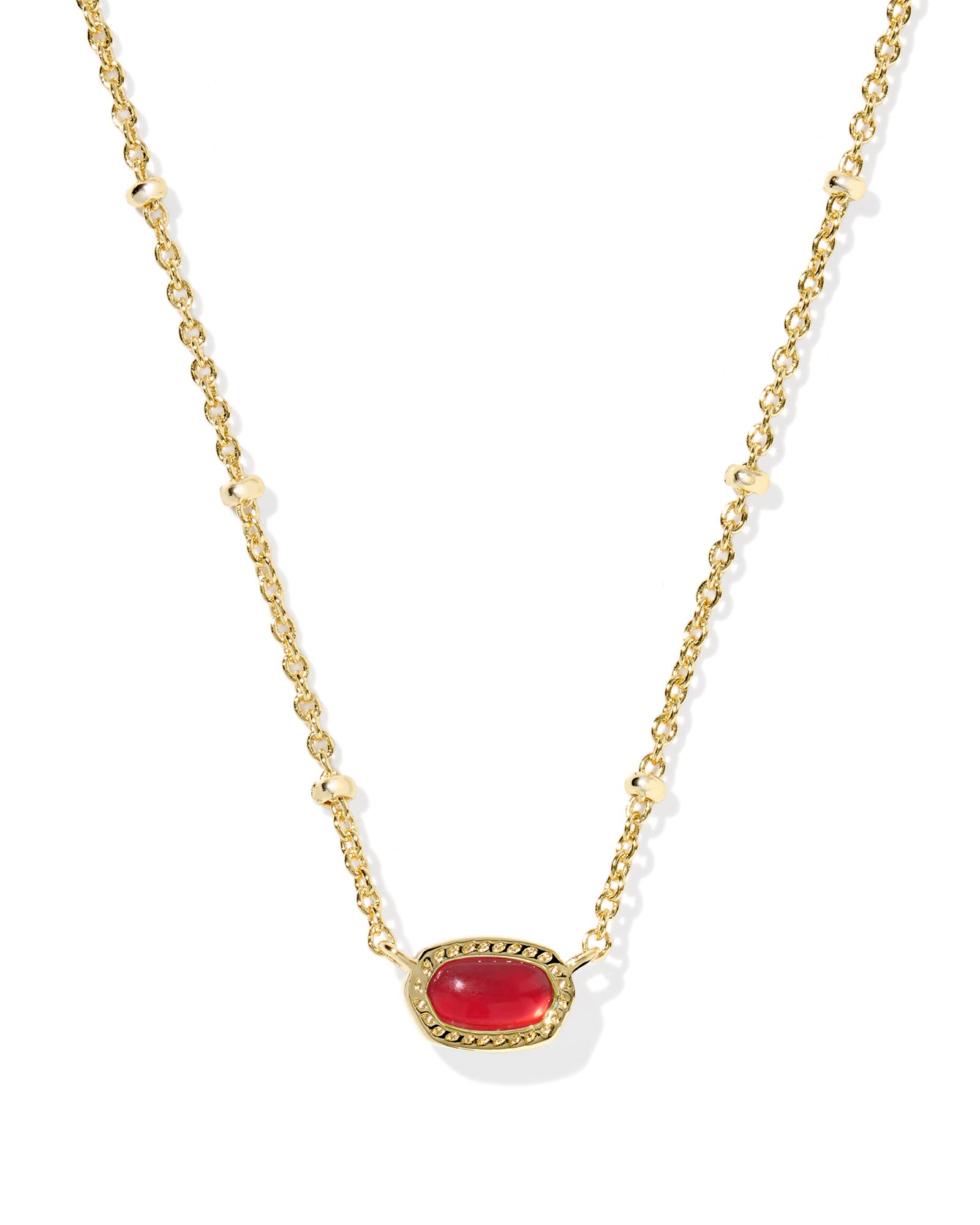 MINI ELISA SATELLITE SHORT PENDANT NECKLACE GOLD RED ILLUSION