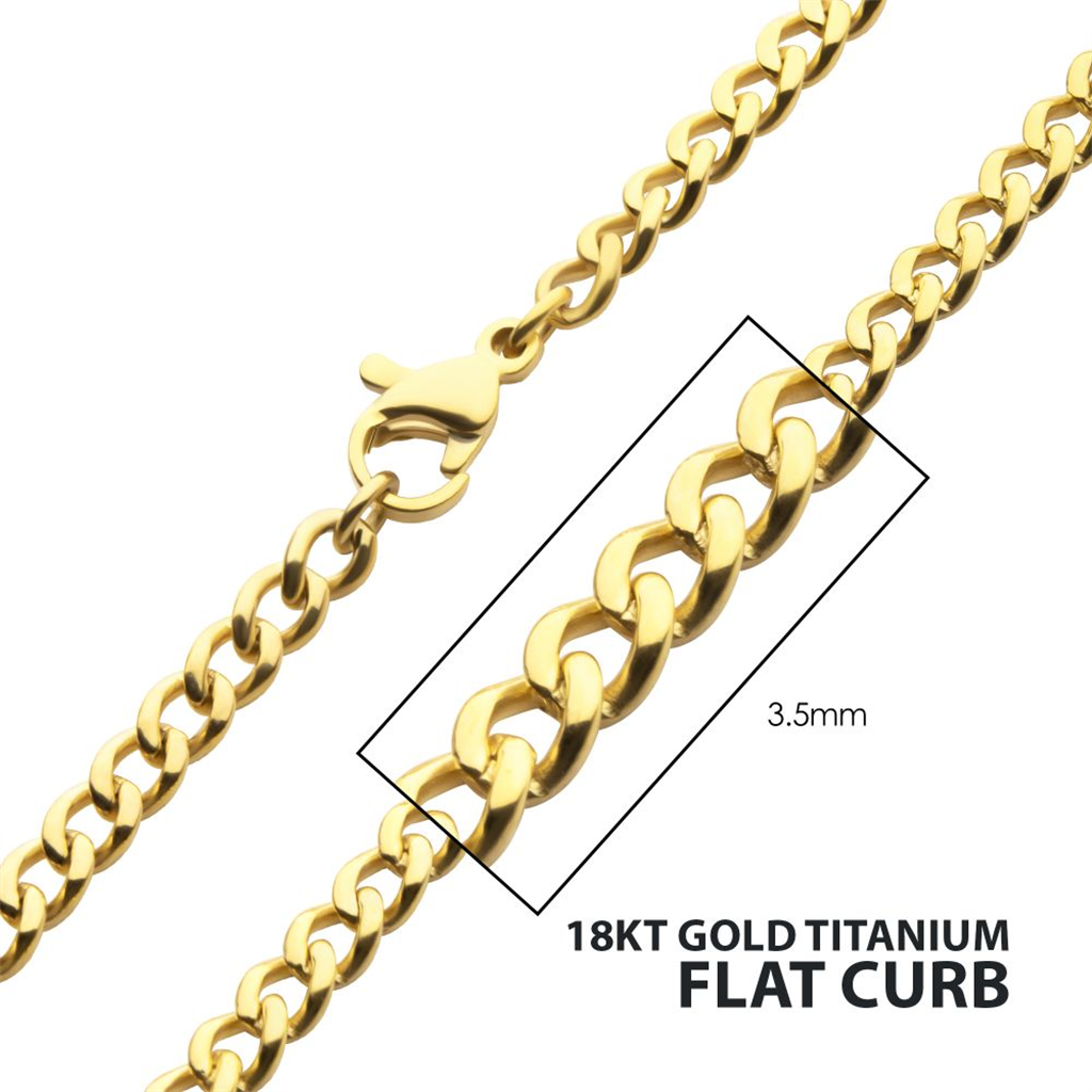 Mens Flat Curb Chain Necklace 14"
