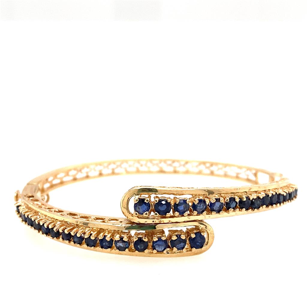 14K Yellow Gold Blue Sapphire Bracelet (Estate)
