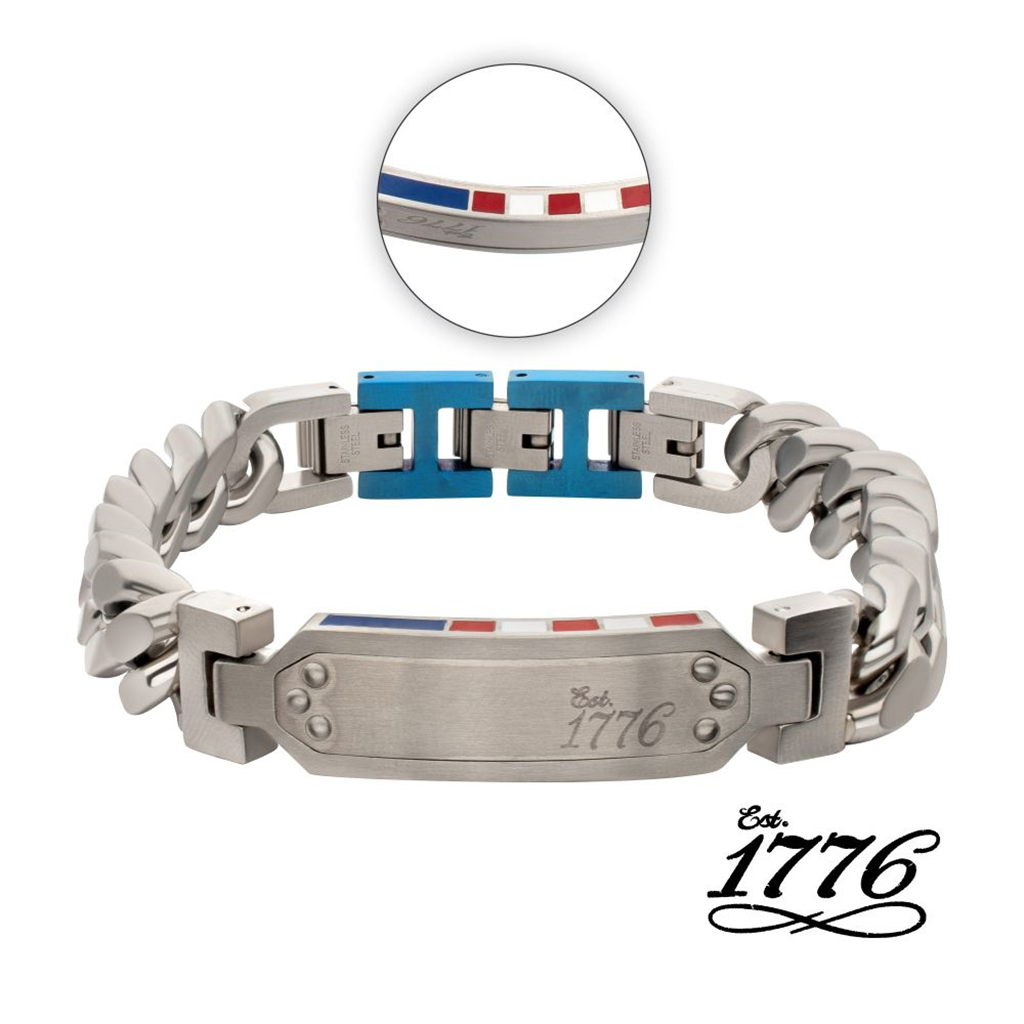 Stainless Steel Flag Cuban Chain Bracelet