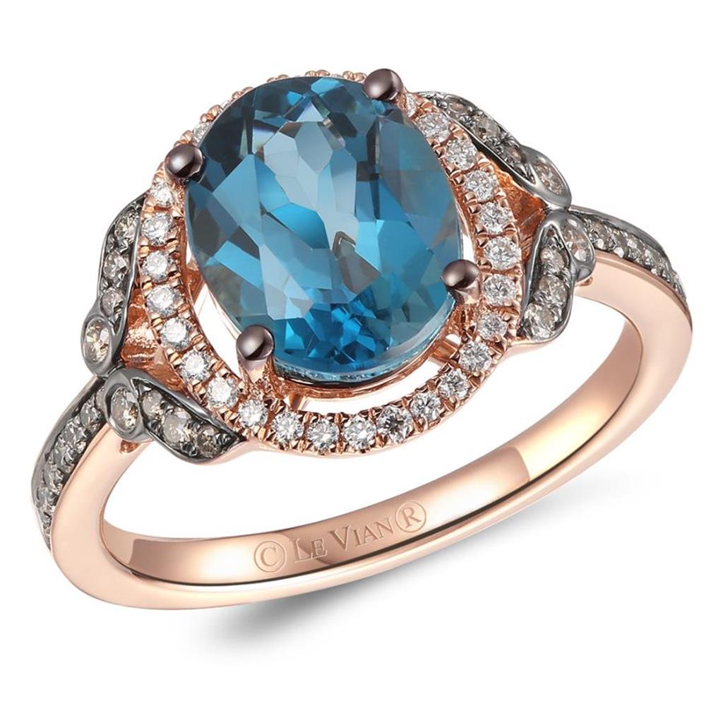 Le Vian Chocolatier® Ring featuring Deep Sea Blue Topaz™ Chocolate Diamonds® , Vanilla Diamonds®