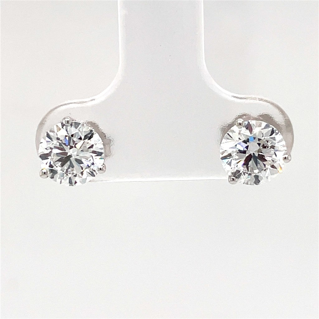 14K White Gold Lab-Grown Diamond Stud Earrings (1.80 carat total weight)