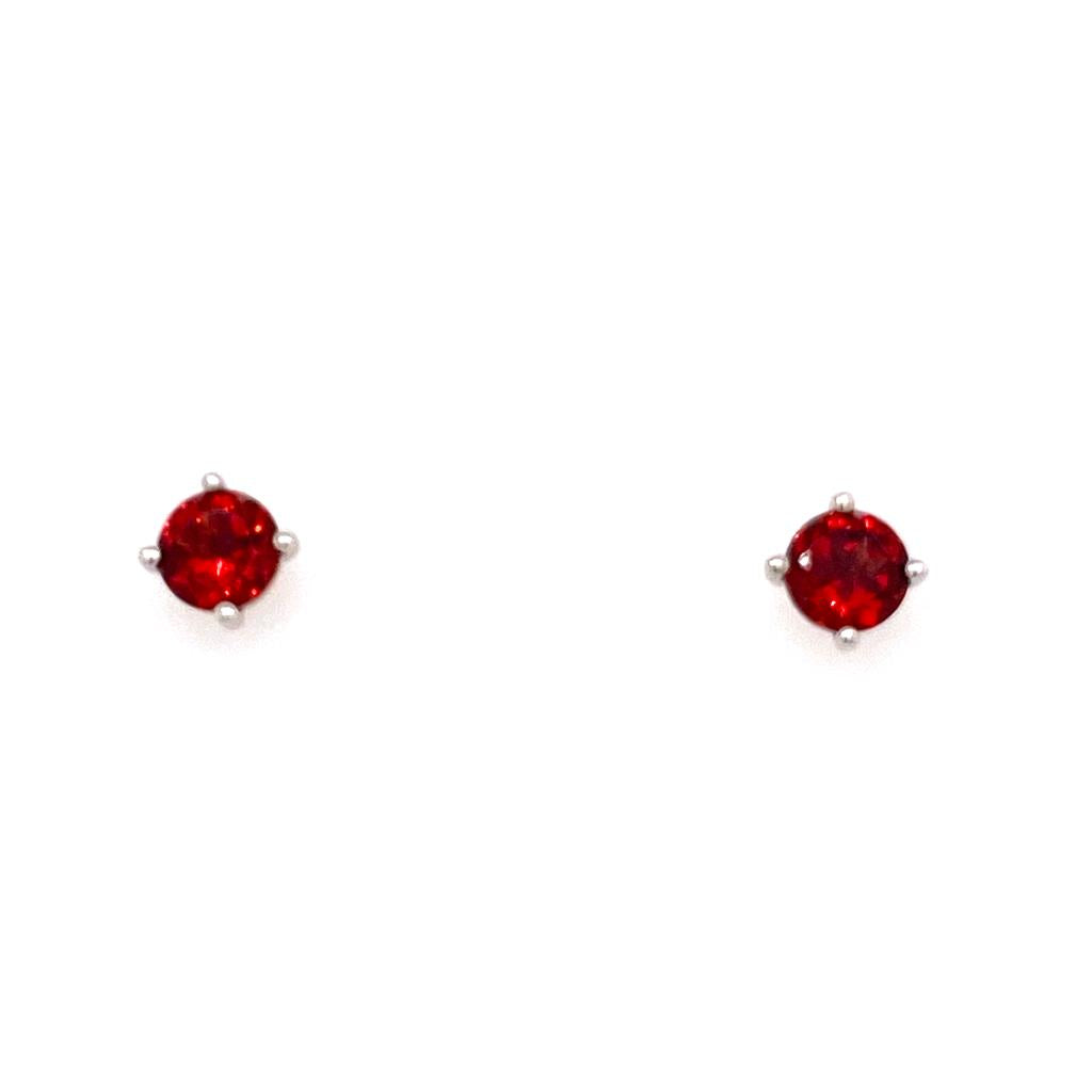 10K White Gold Garnet and hot Diamond Stud Earrings