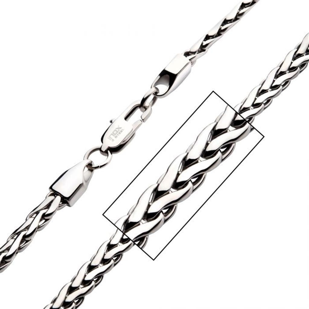 5mm High Polished Finish Stainless Steel Spiga Chain Necklace