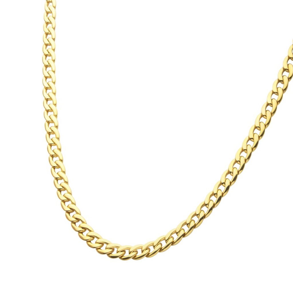Mens Gold IP Titanium Curb Chain Necklace 20"