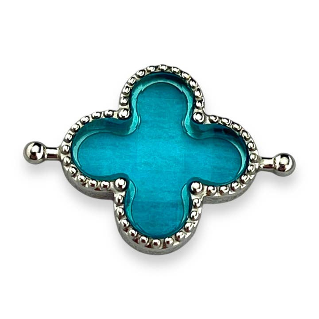 Simulated Aquamarine Quatrefoil Element