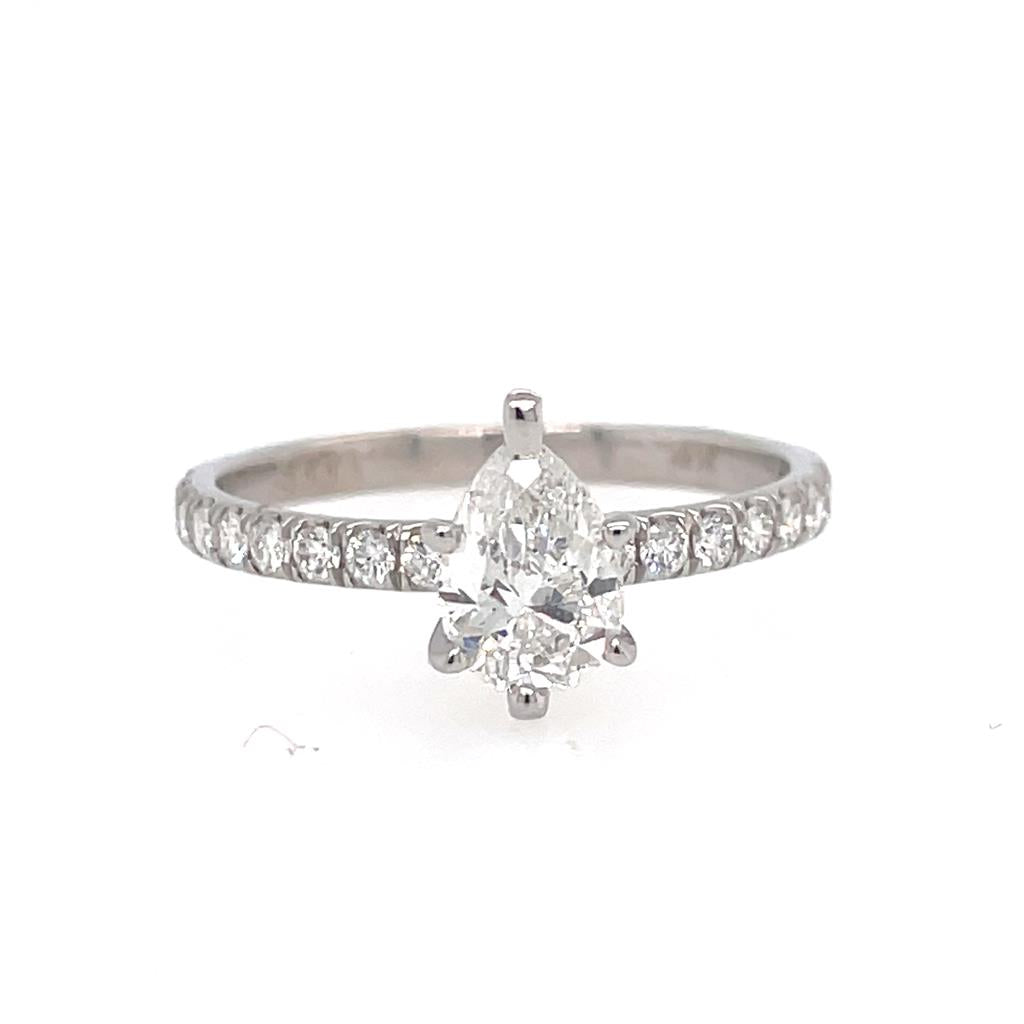 14K White Gold Pear-Shaped Diamond Engagement Ring