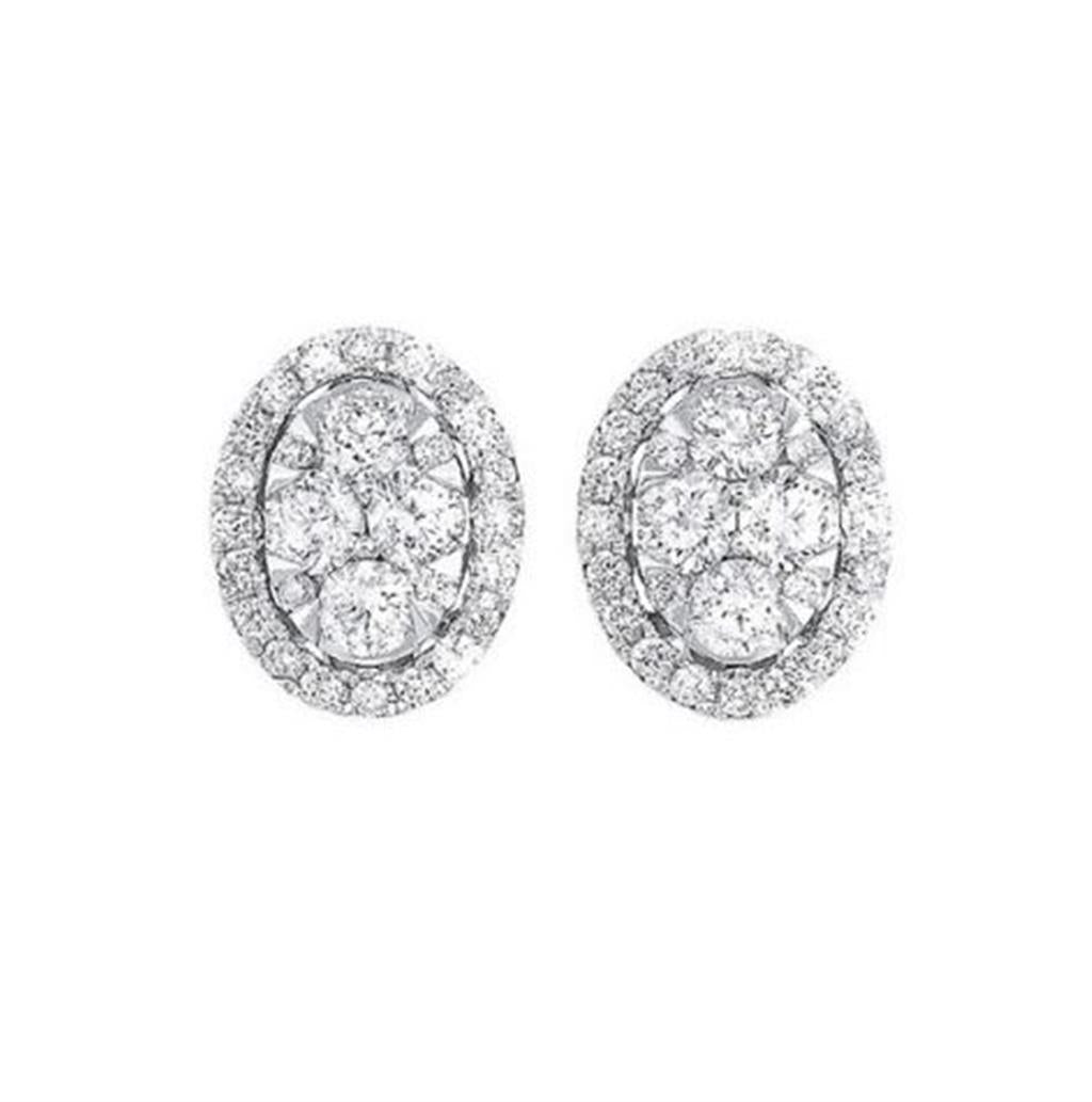 14K Diamond Halo Earrings