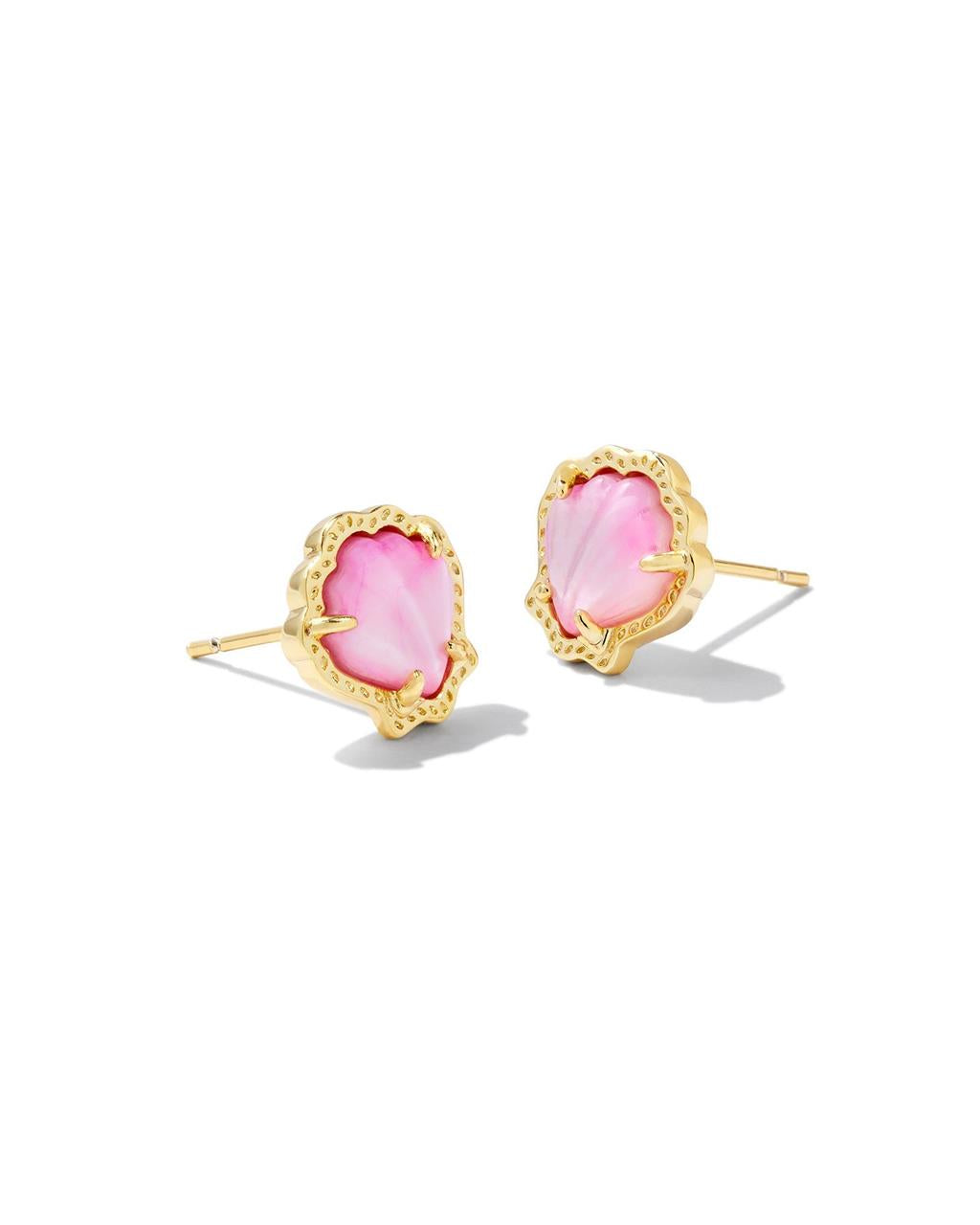BRYNNE SHELL STUD EARRINGS GOLD BLUSH IVORY MOTHER OF PEARL