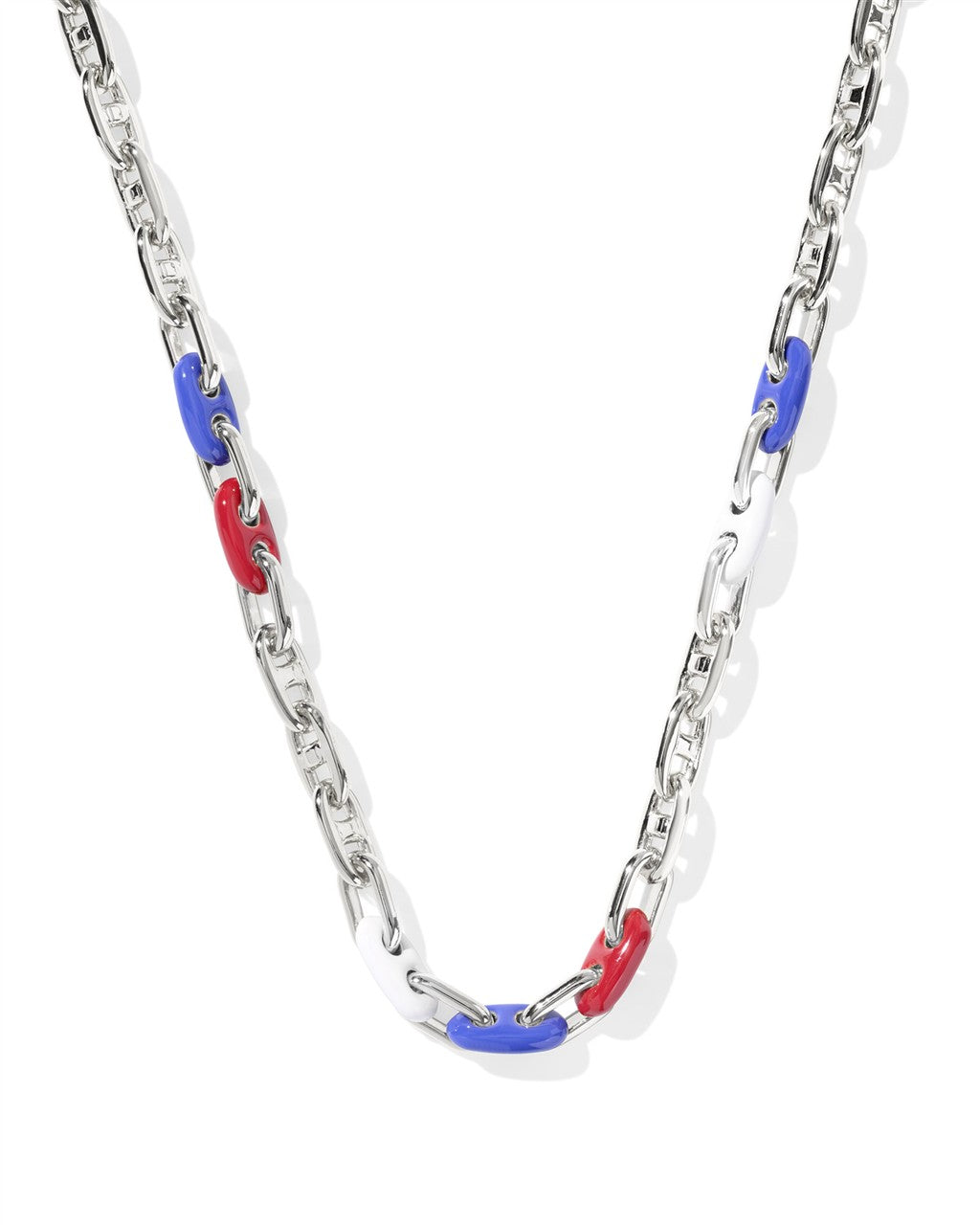 BAILEY CHAIN NECKLACE SILVER RED WHITE BLUE MIX