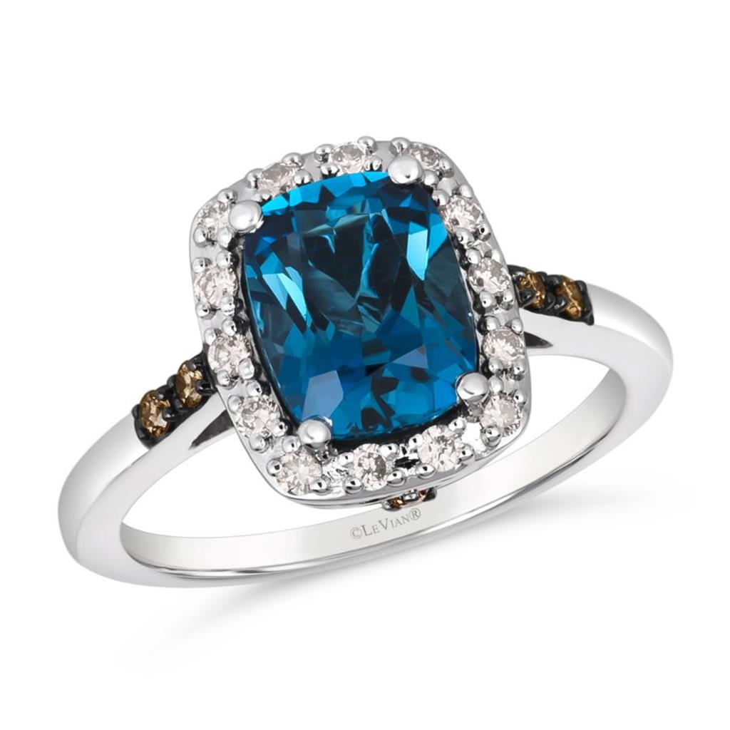 Le Vian® Ring featuring Deep Sea Blue Topaz™ Nude Diamonds™ , Chocolate Diamonds®