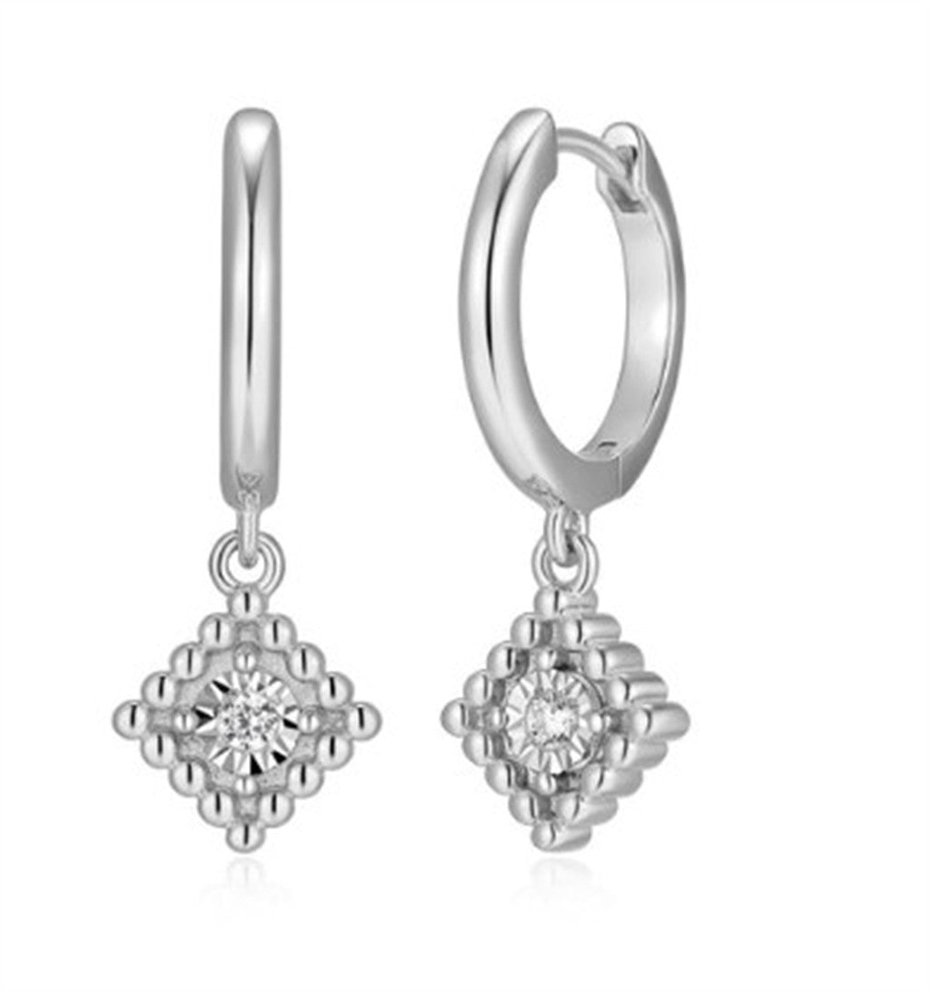 Diamond Beaded Halo Huggie Earrings