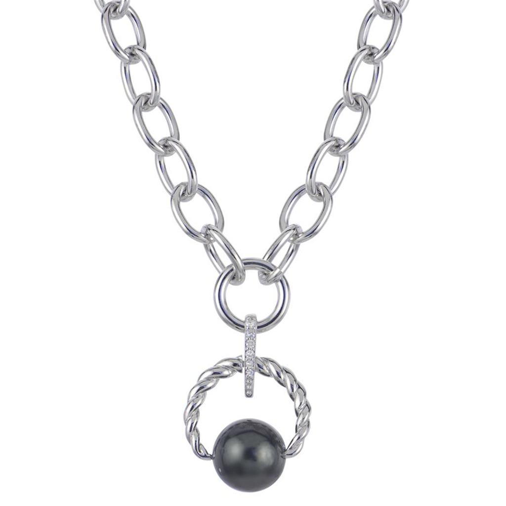 Sterling Silver Tahitian Pearl Necklace