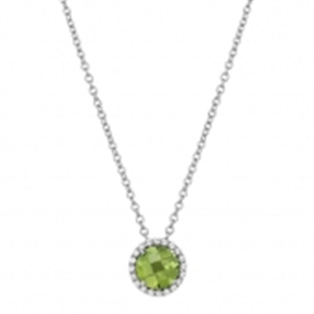 Peridot Pendant with Simulated Diamond Halo