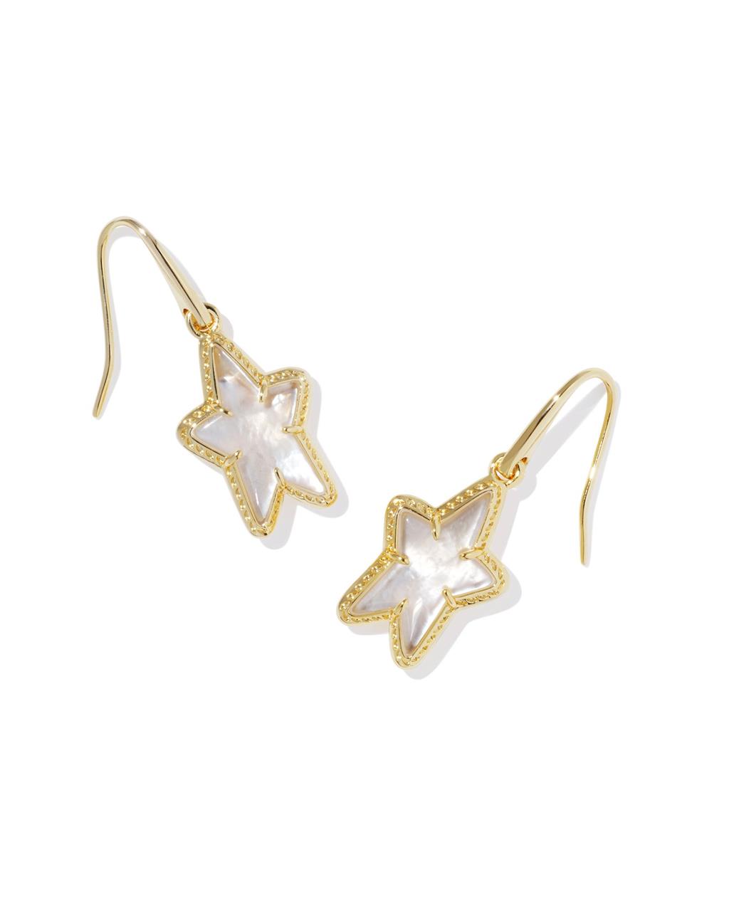 ADA STAR SMALL DROP EARRINGS GOLD IVORY MOTHER OF PEARL