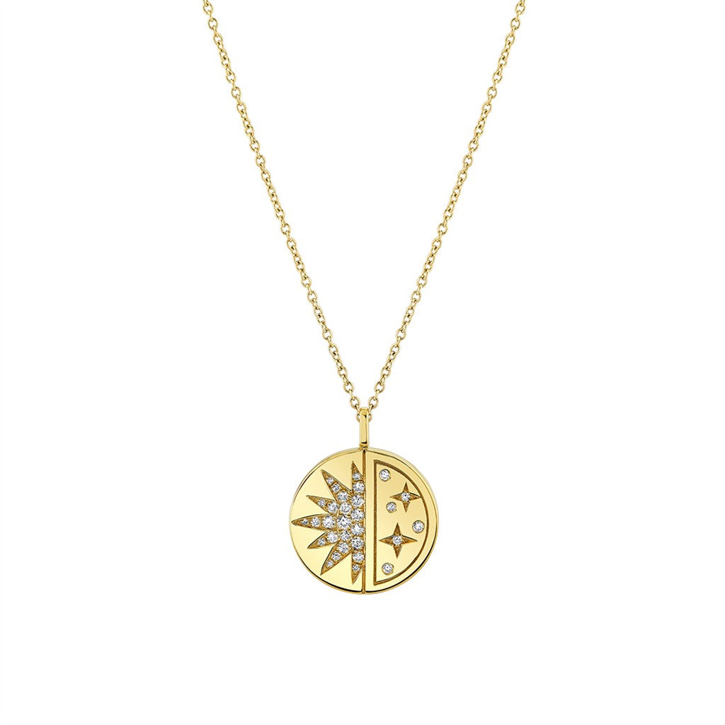 Solaz Diamond Sun and Star Necklace