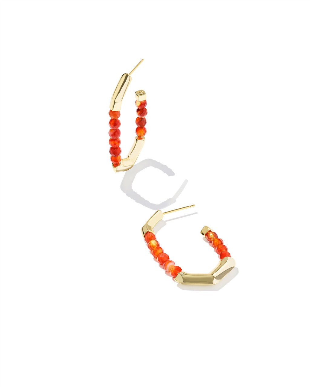 SYLVIA HOOP EARRINGS GOLD ORANGE BANDED AGATE