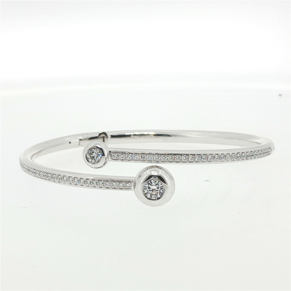 Hearts of Fire Dream Bybass Pave Bangle White Gold Bracelet