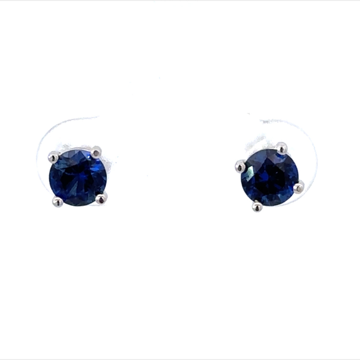 10KW 5MM RD STUD LAB GROWN BLUE SAPP EARRINGS