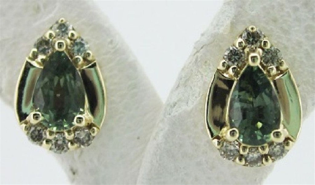 Platinum Stud Earrings with Diamonds and Montana Sapphires