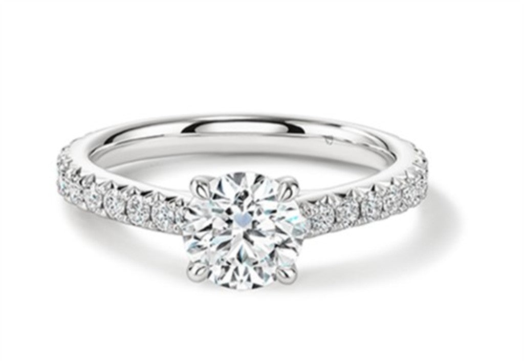 Vela Cathedral Solitaire Ring with Diamond Band