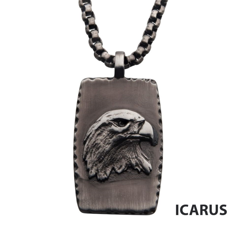 Mens Eagle Dog Tag Pendant w/Chain