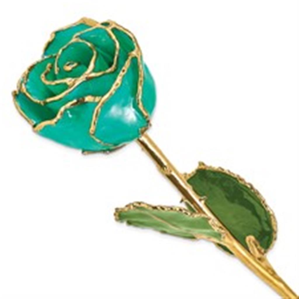 Lacquer-Dipped 24K Gold-Trimmed Monet Green Rose