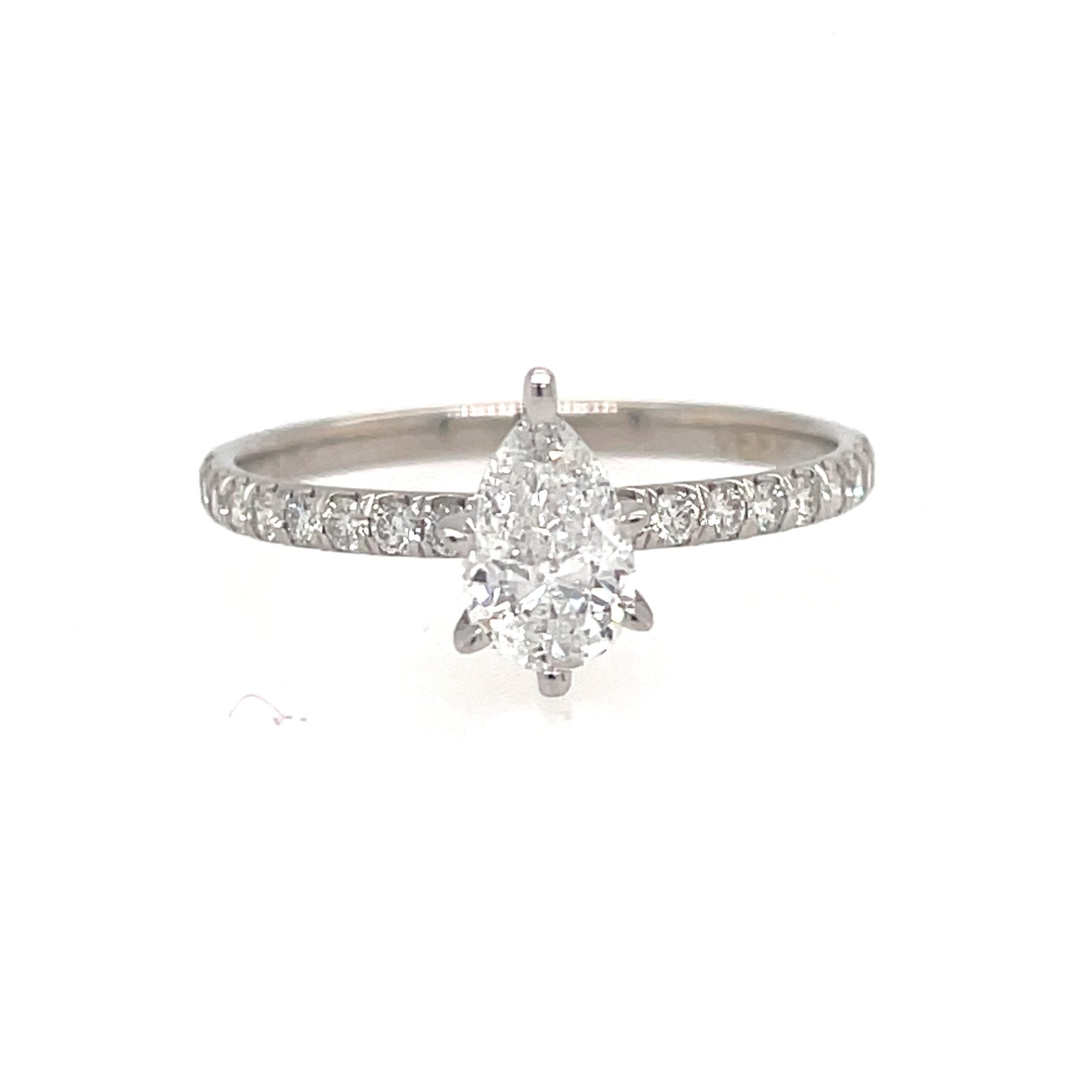 14K White Gold Pear-Shaped Diamond Engagement Ring
