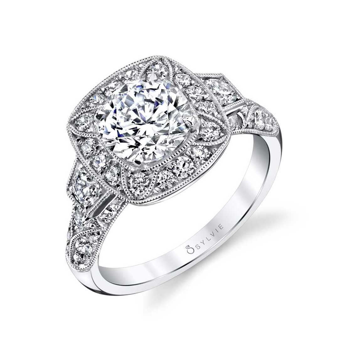 Round Cut Modern Vintage Engagement Ring - Mirabelle