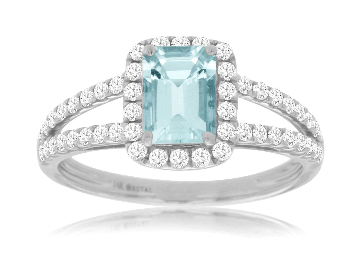 Aquamarine & Diamond Ring
