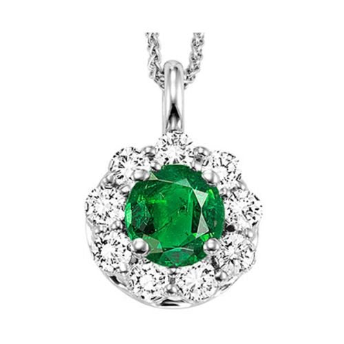 14KW Gold Emerald and Diamond Pendant